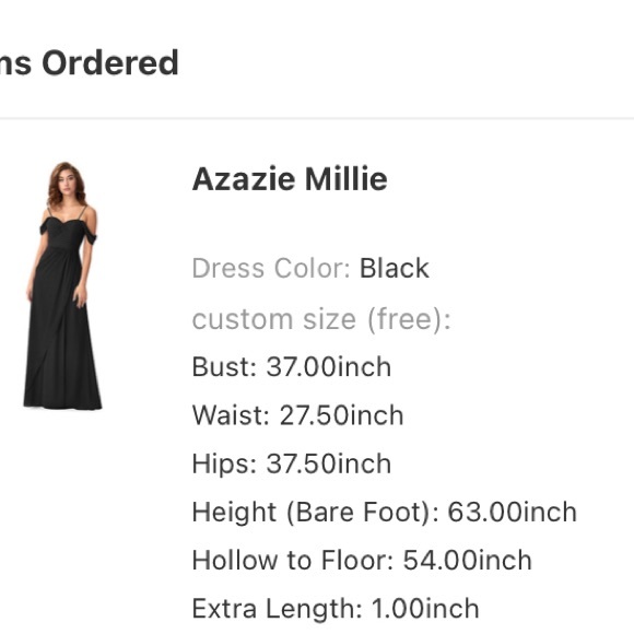 Custom made black Azazie bridesmaid dress. - Picture 3 of 10